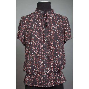 Black and Coral Polka Dot Chiffon top